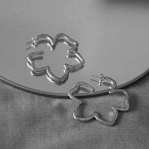 Justina Floral Earrings in Silver colour