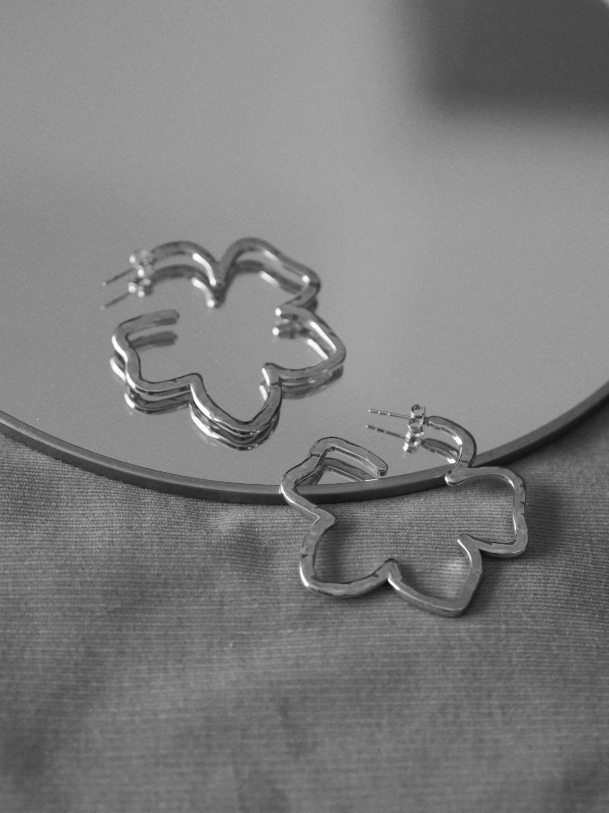 Justina Floral Earrings in Silver colour