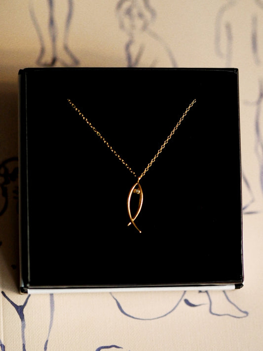 Beautiful Simple Fish Necklace In Gold