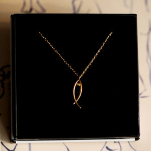 Beautiful Simple Fish Necklace In Gold