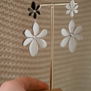 Ellen Floral Earrings in silver colour