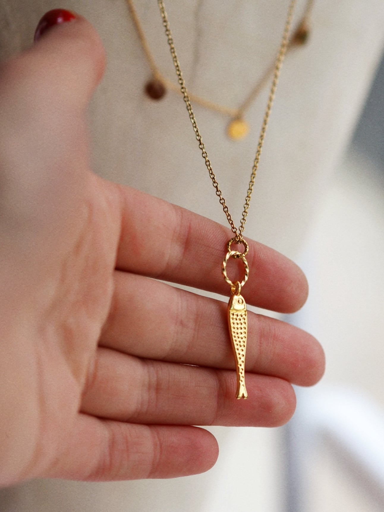 Summer Catch Fish Necklace In Silver Colour