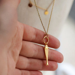 Summer Catch Fish Necklace In Silver Colour