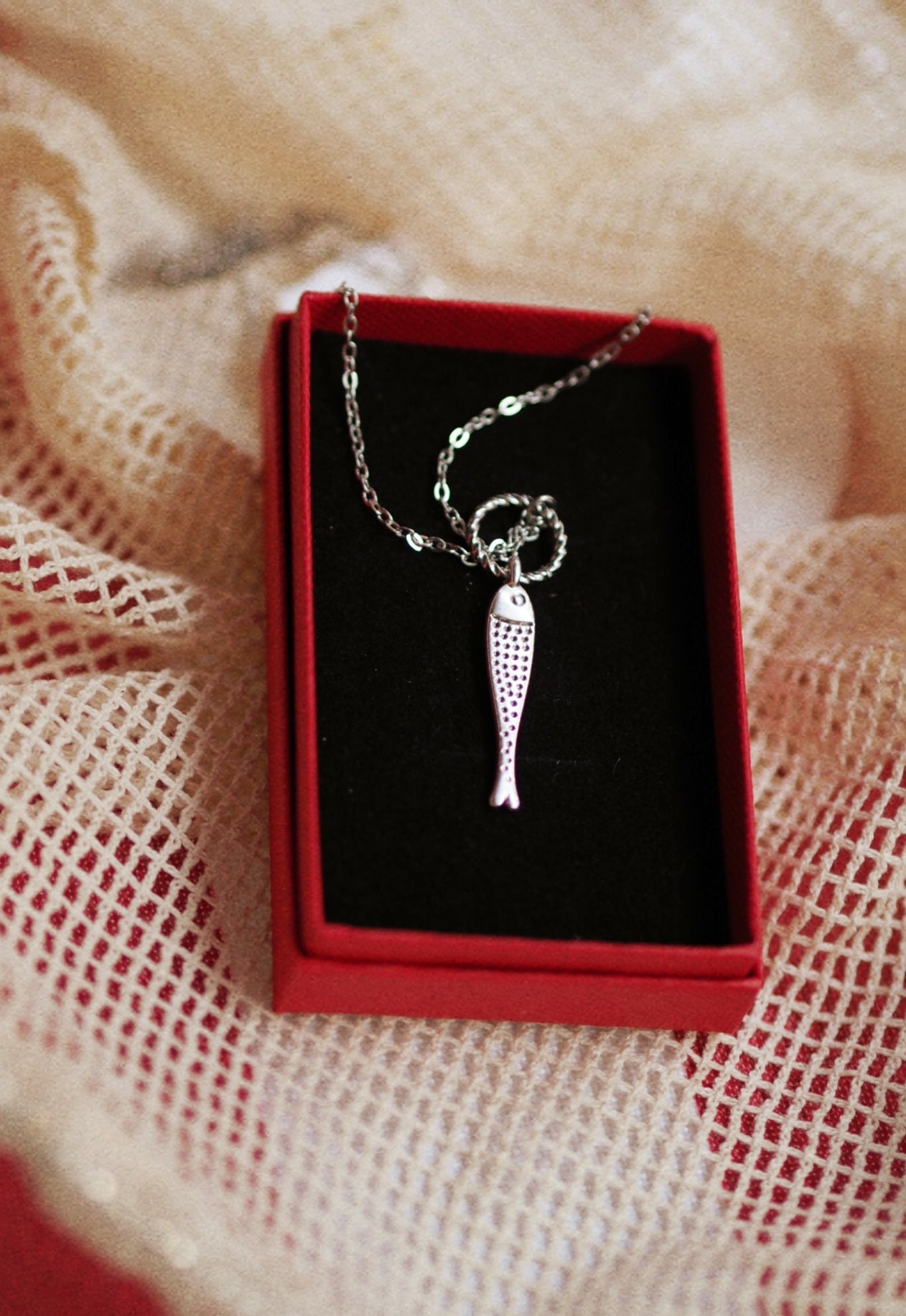 Summer Catch Fish Necklace In Silver Colour