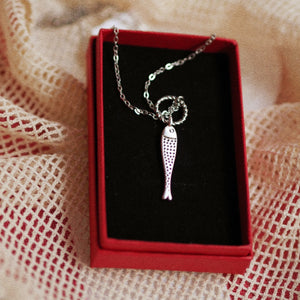 Summer Catch Fish Necklace In Silver Colour
