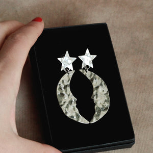 Luna Magic Earrings in Silver Colour