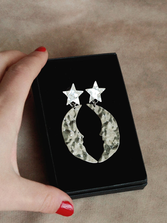 Luna Magic Earrings in Silver Colour
