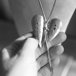 Adjustable Heart Necklace in Silver