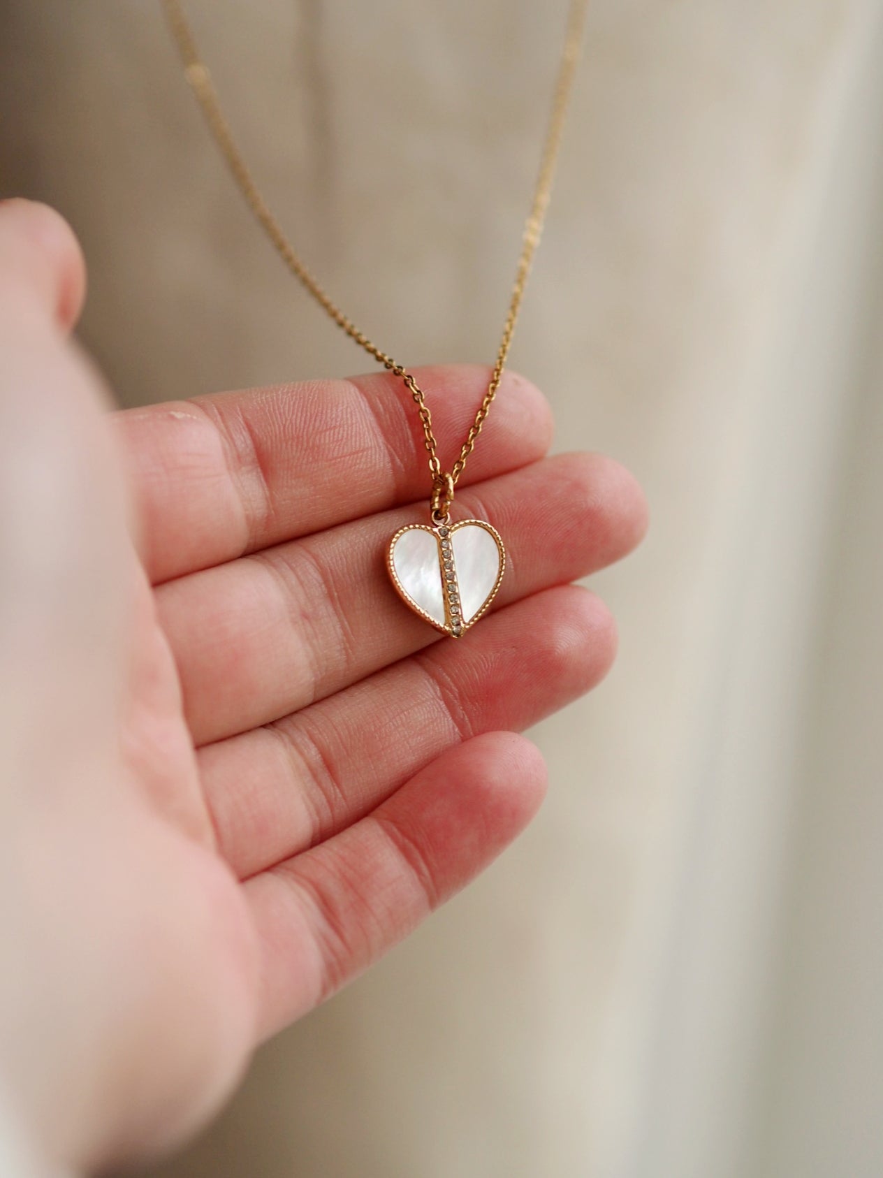 Mother of Pearl Heart Necklace