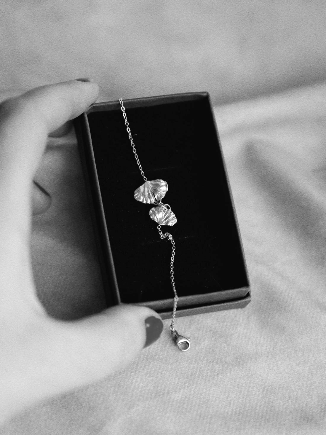 Beautiful Ginkgo Leaf Bracelet in Silver Colour