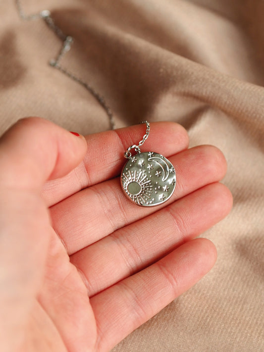 Sparkle Coin Necklace in Silver Colour