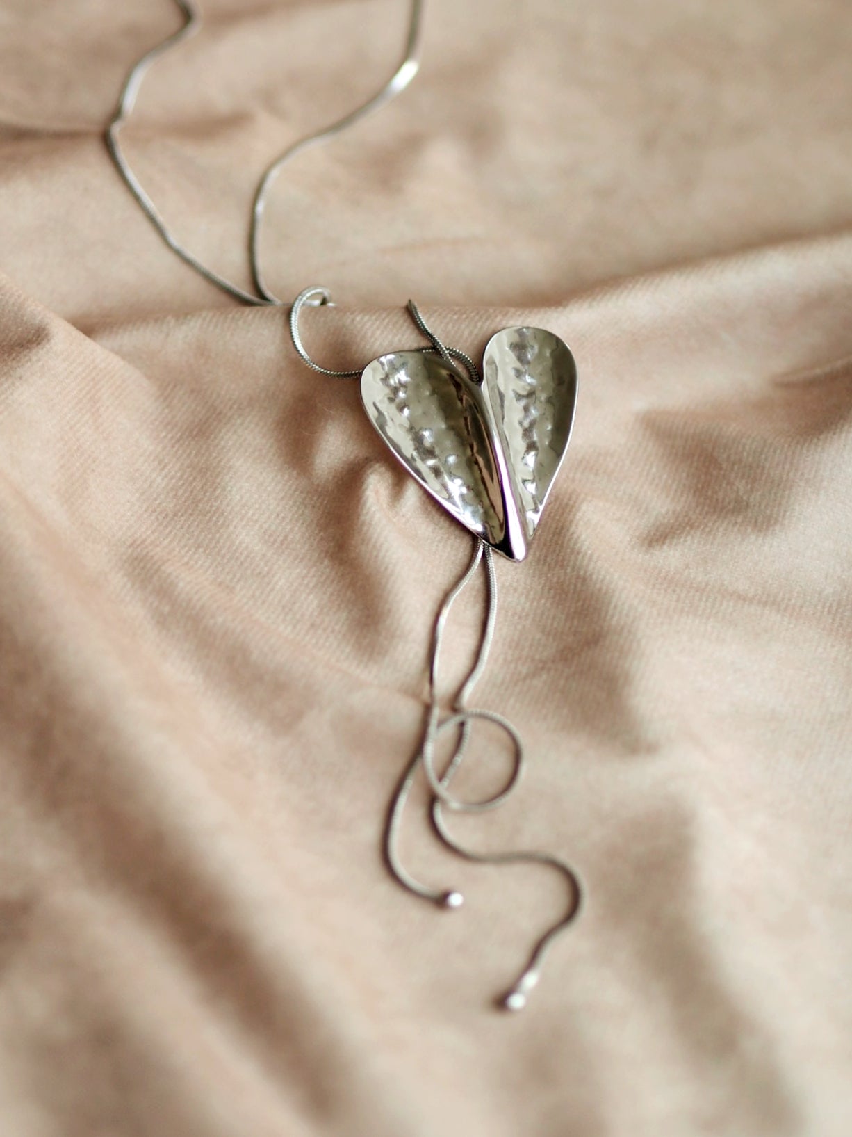 Adjustable Heart Necklace in Silver