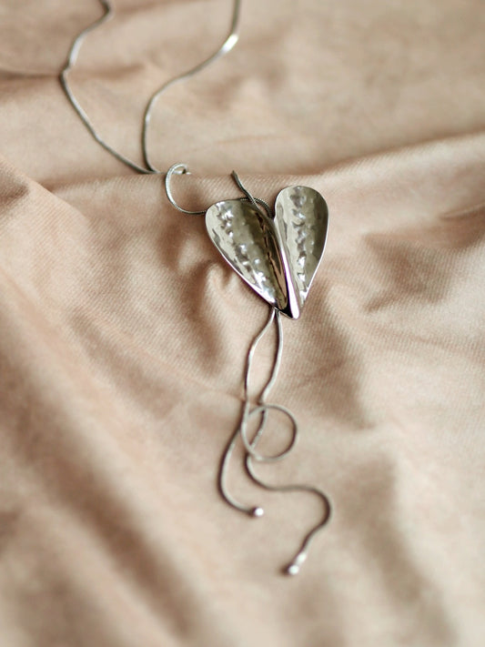 Adjustable Heart Necklace in Silver