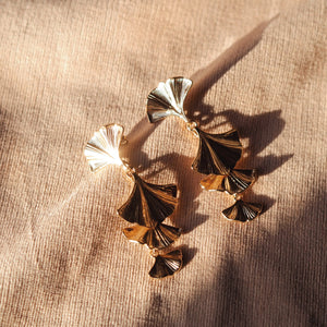 Emily Ginkgo Leaf Earrings in Gold