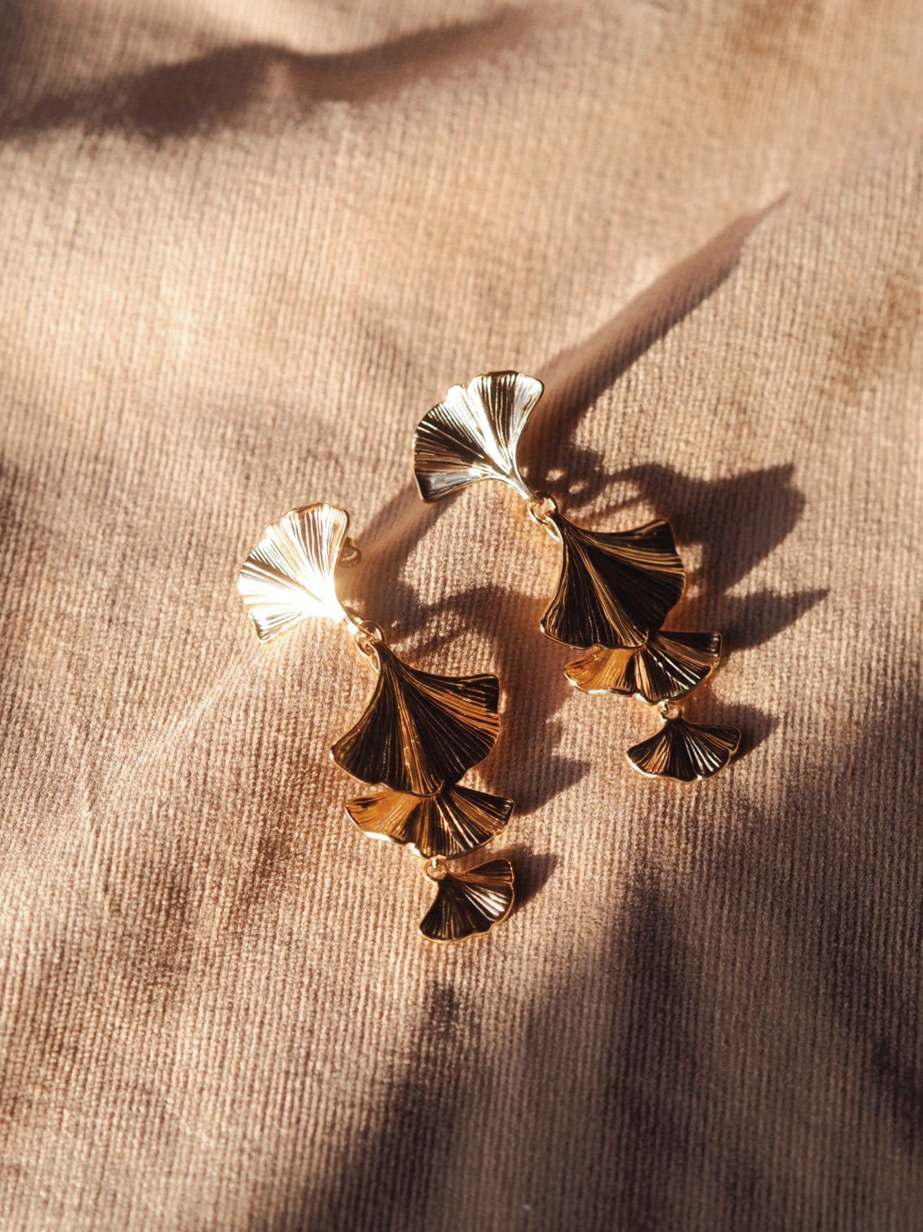 Emily Ginkgo Leaf Earrings in Gold
