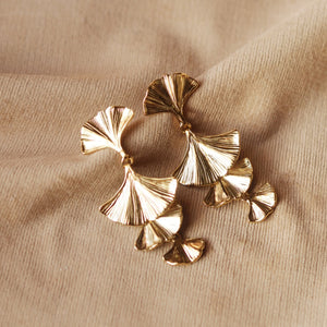 Emily Ginkgo Leaf Earrings in Gold