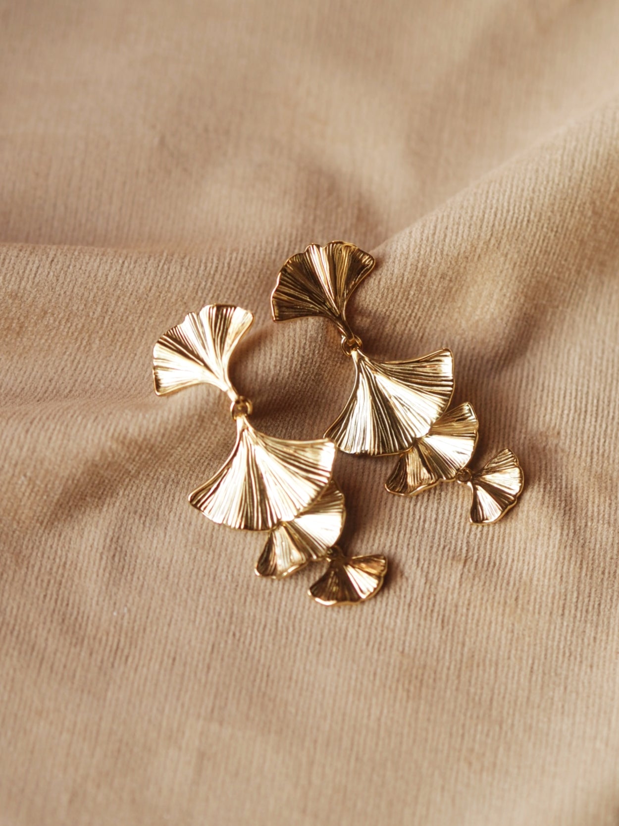 Emily Ginkgo Leaf Earrings in Gold