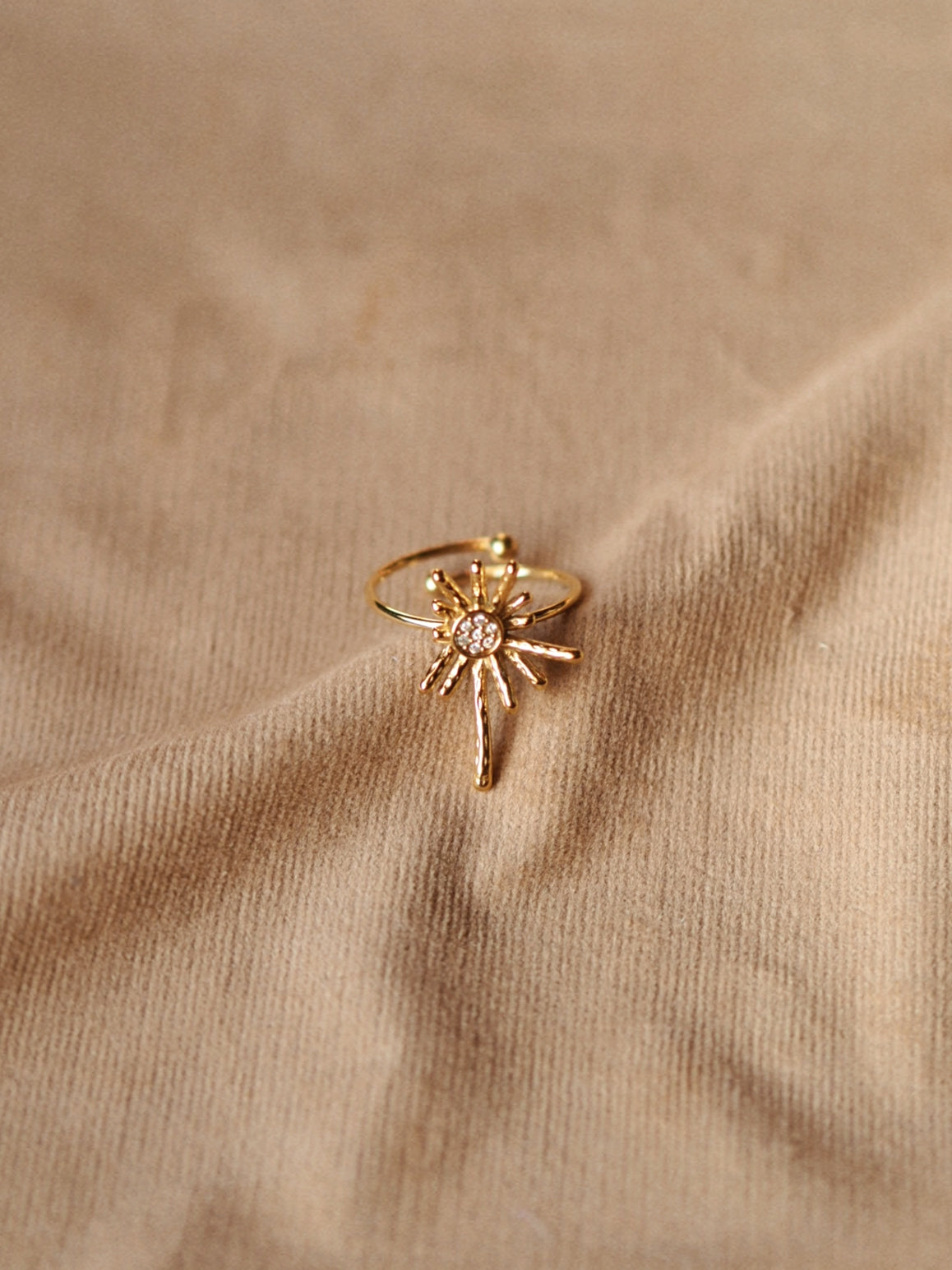 Angelina Sun Ring With Rhinestones in Gold