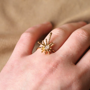 Angelina Sun Ring With Rhinestones in Gold