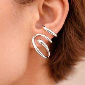 Emily Cuff Earrings in Silver Colour