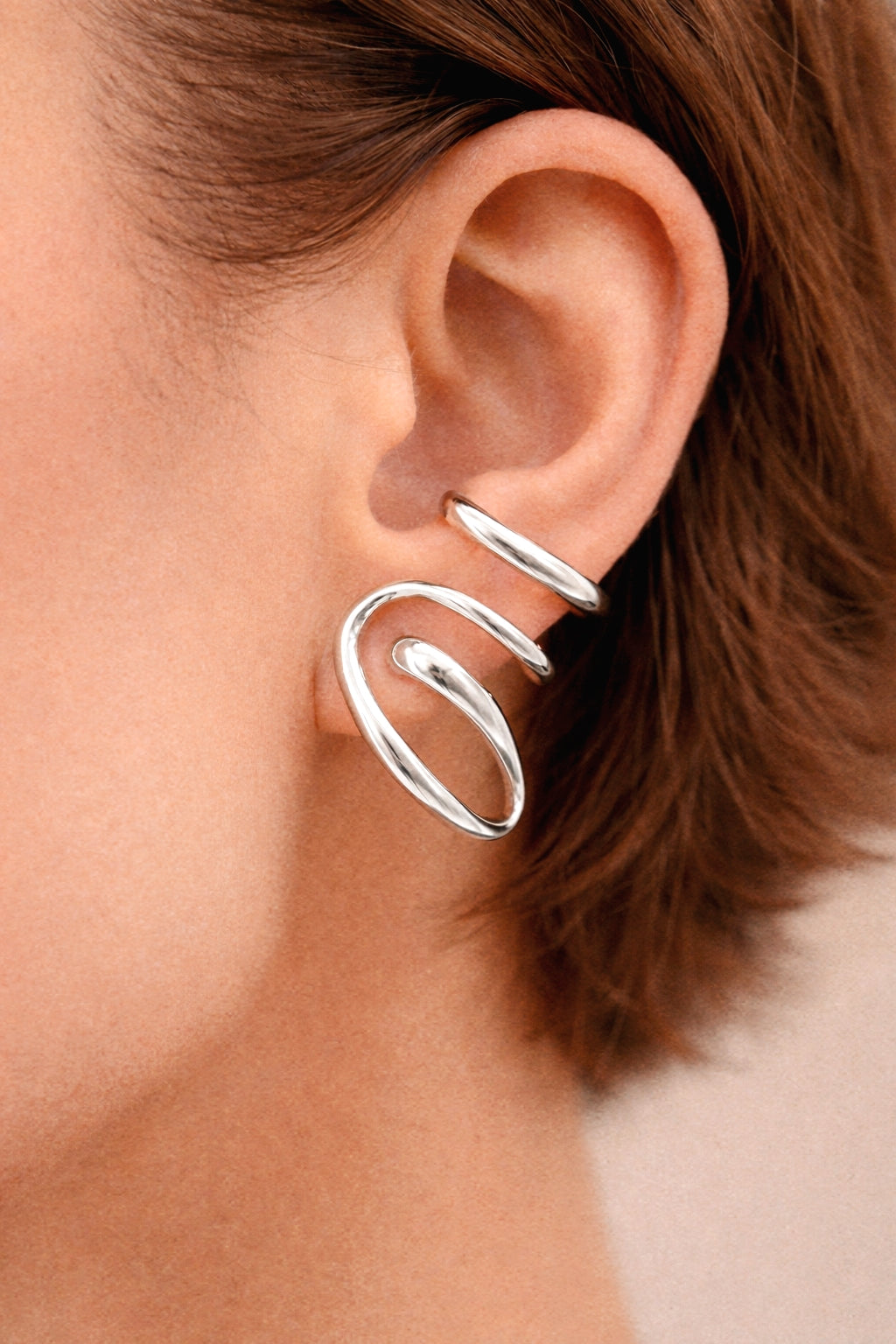 Emily Cuff Earrings in Silver Colour