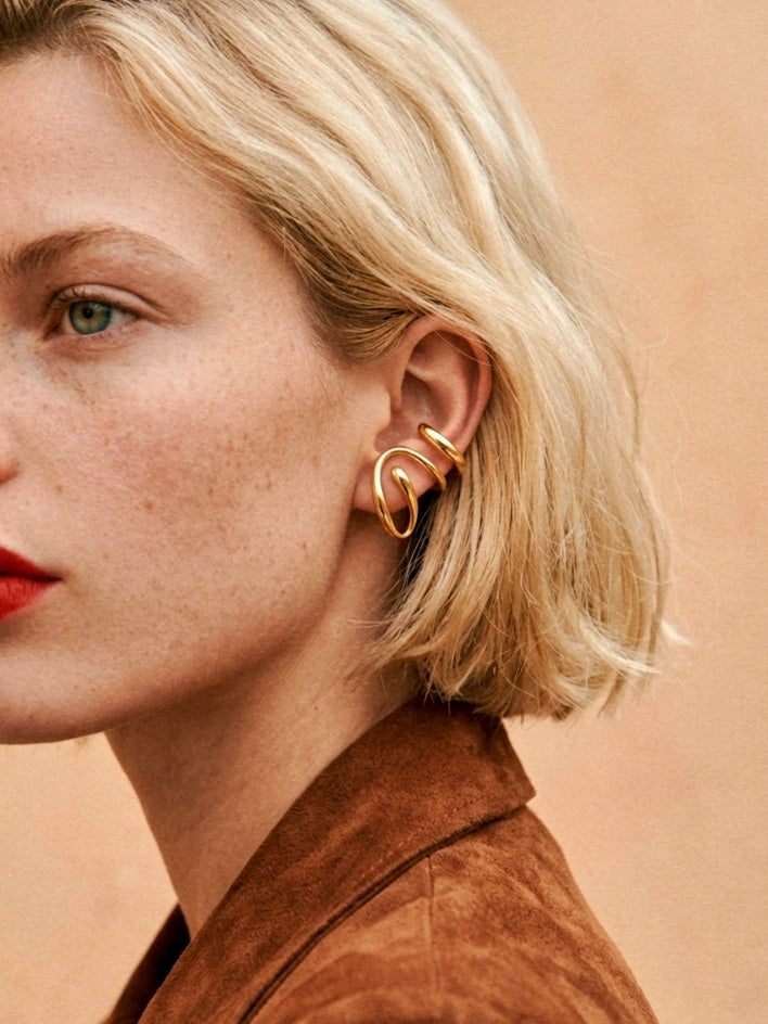 Emily Cuff Earrings in Gold Colour