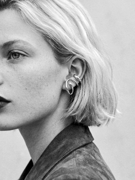 Emily Cuff Earrings in Silver Colour