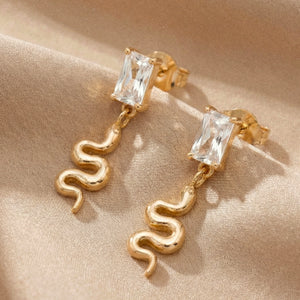 Delicate Snake Earrings in White