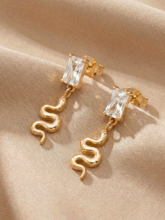 Delicate Snake Earrings in White