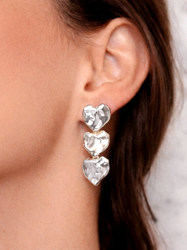 Margot Heart Earrings in Silver