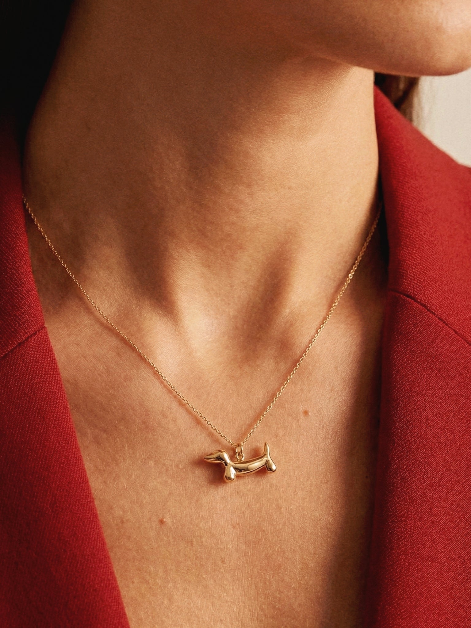 Dachshund Necklace in Gold