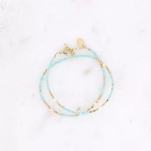 Amazonite Gemstone Bracelet in Blue / Gold