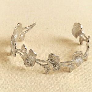 Beautiful Ginkgo Leaf Bangle in Silver