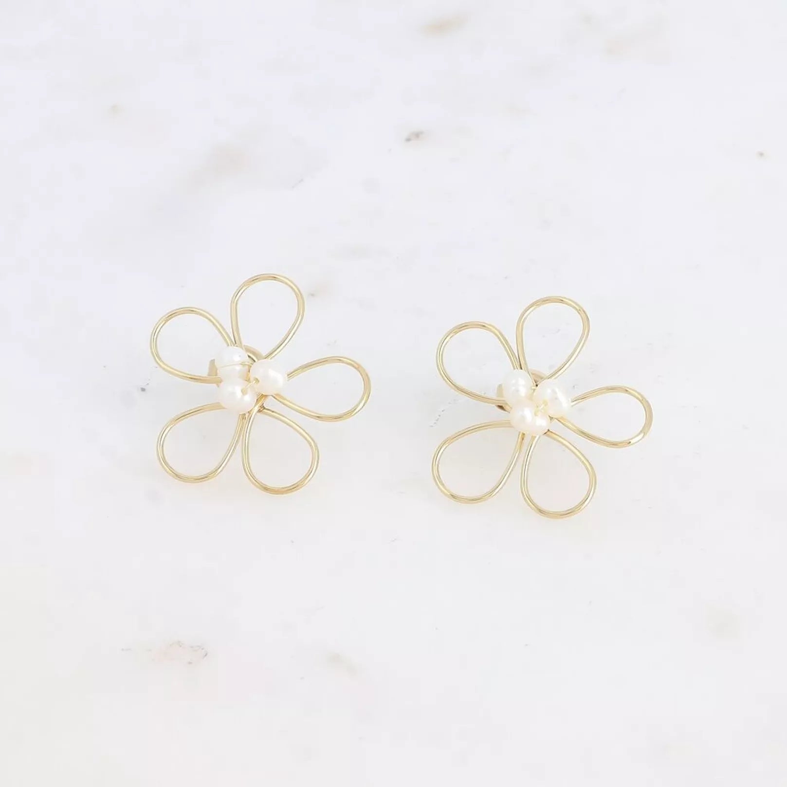 Felicity Flower & Pearl Earrings in Gold