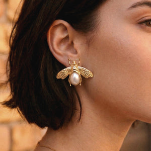 Vintage Style Large Bee Earrings