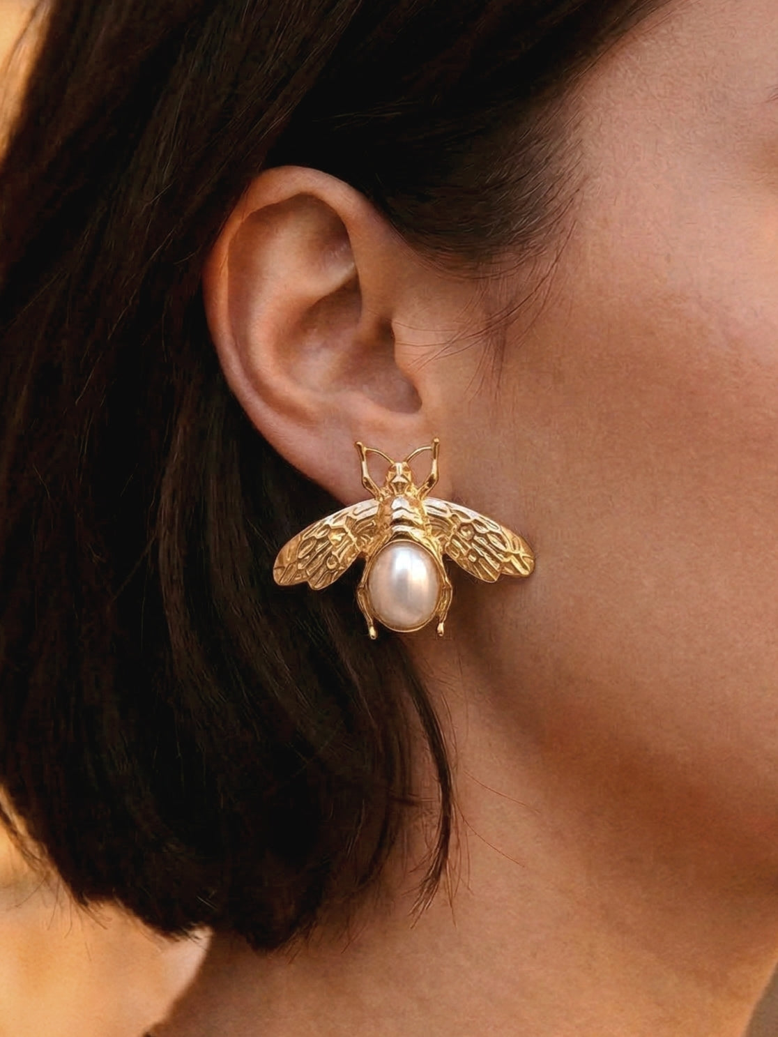 Vintage Style Large Bee Earrings