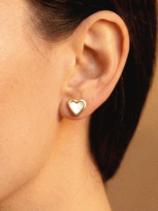 Mother of Pearl Heart Earrings