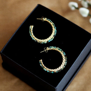 Large Gemstone Hoops / Green