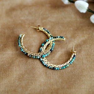 Large Gemstone Hoops / Green
