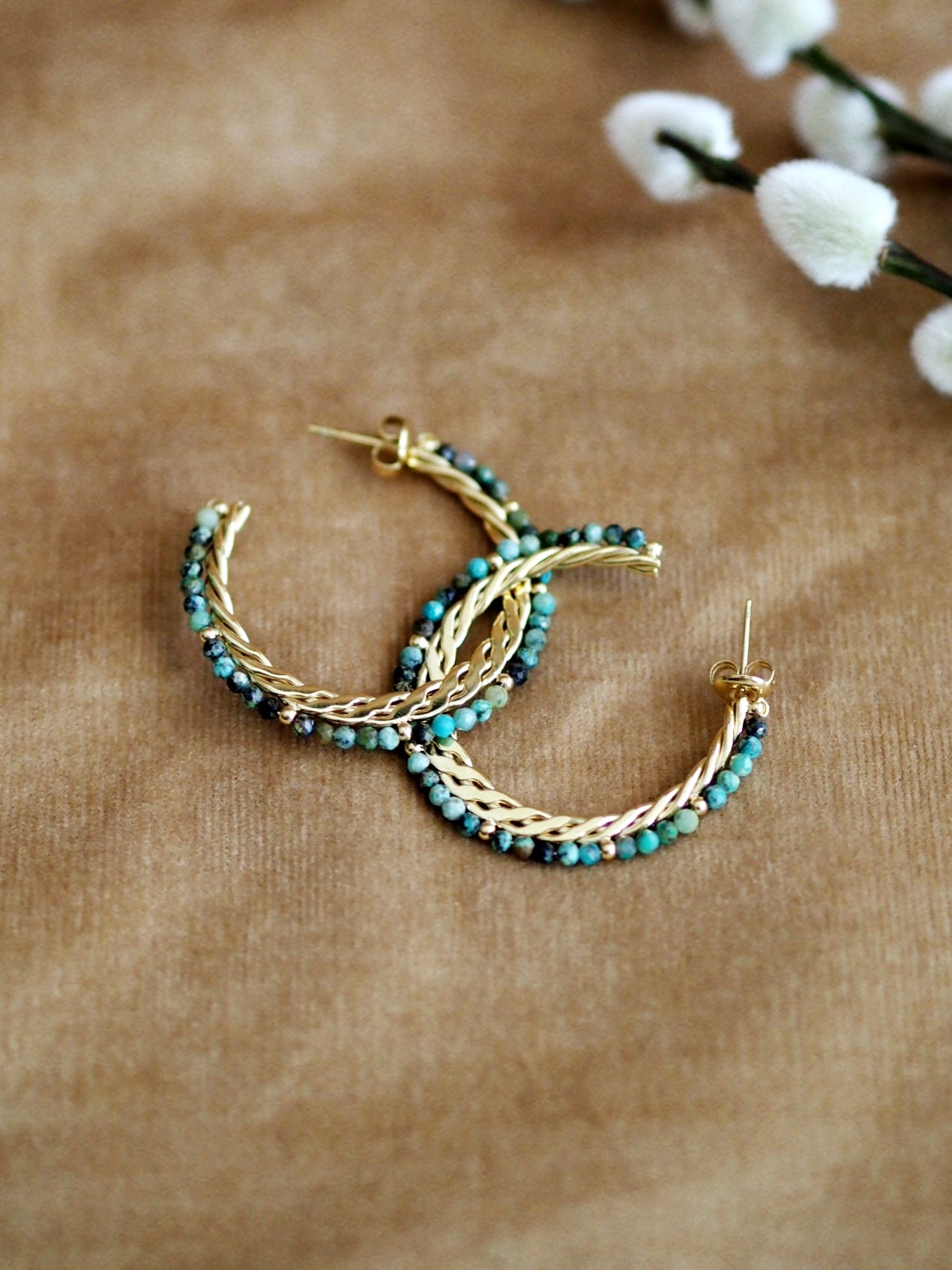 Large Gemstone Hoops / Green