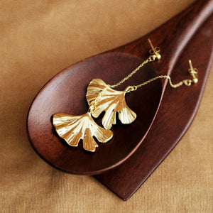 Ginkgo Leaf Earrings On Chain