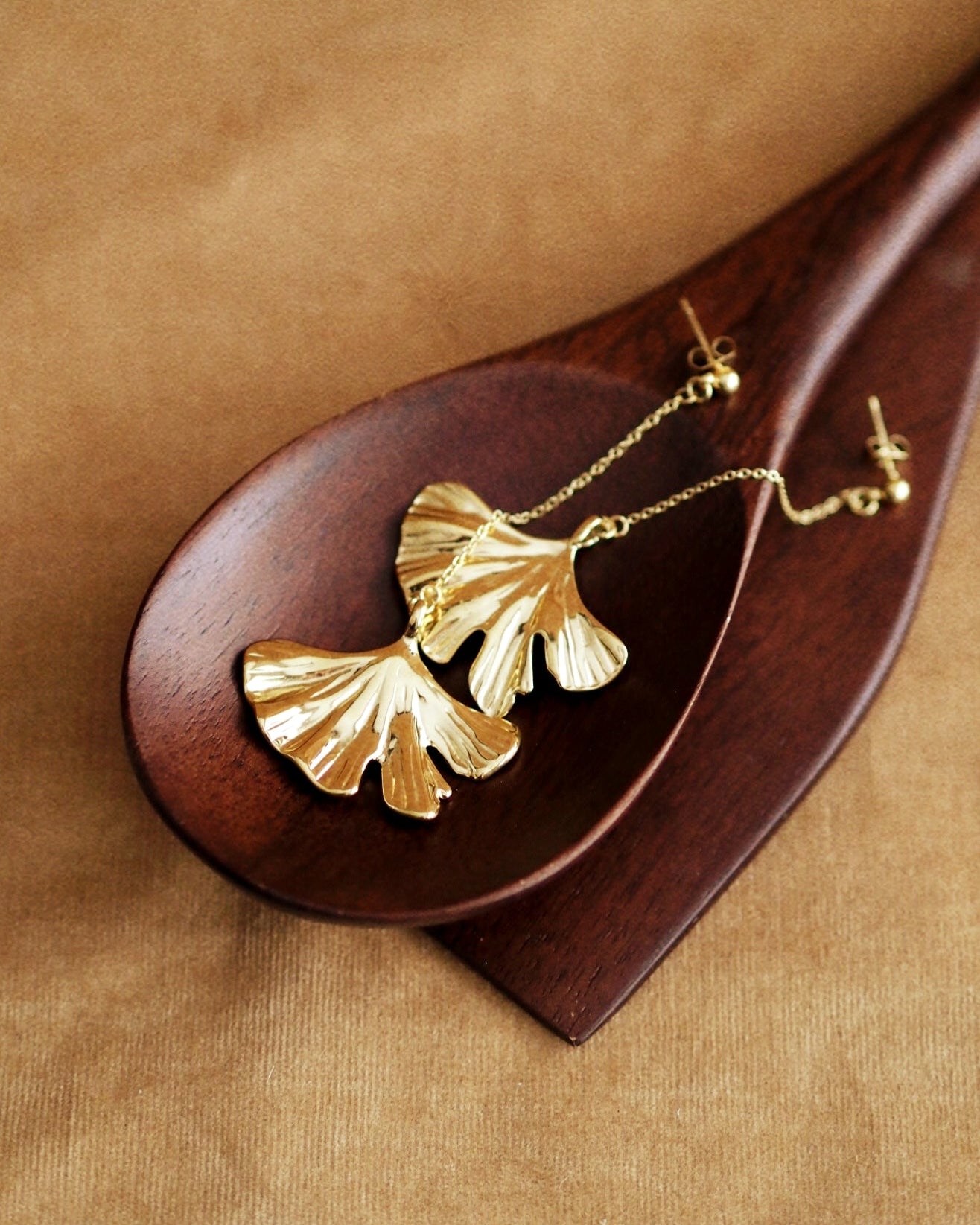 Ginkgo Leaf Earrings On Chain