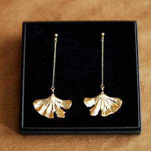 Ginkgo Leaf Earrings On Chain