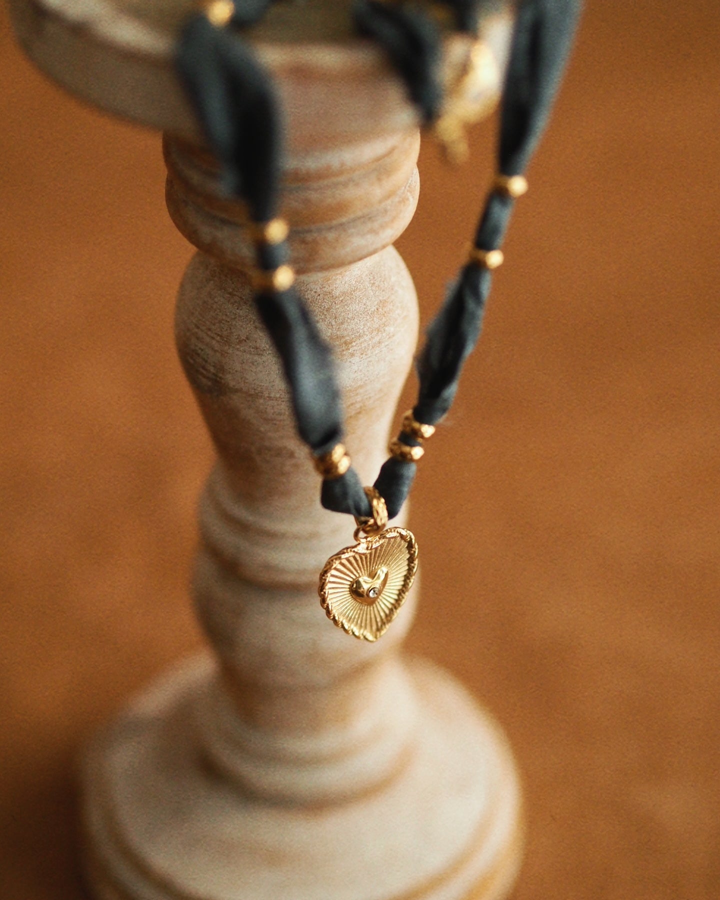 Silk Ribbon Heart Pendant Necklace