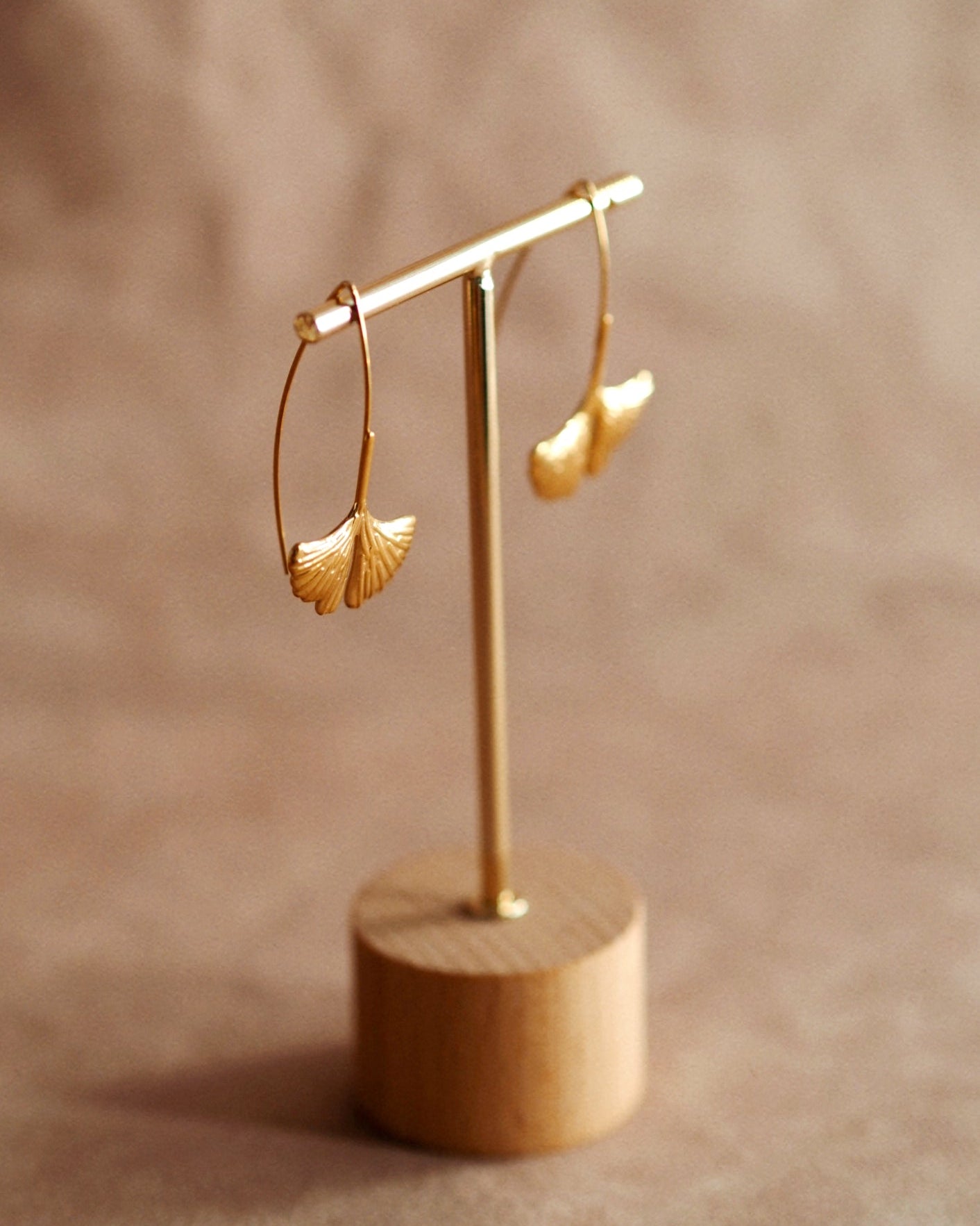 Ginkgo Leaf Earrings in Gold