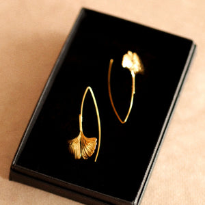 Ginkgo Leaf Earrings in Gold