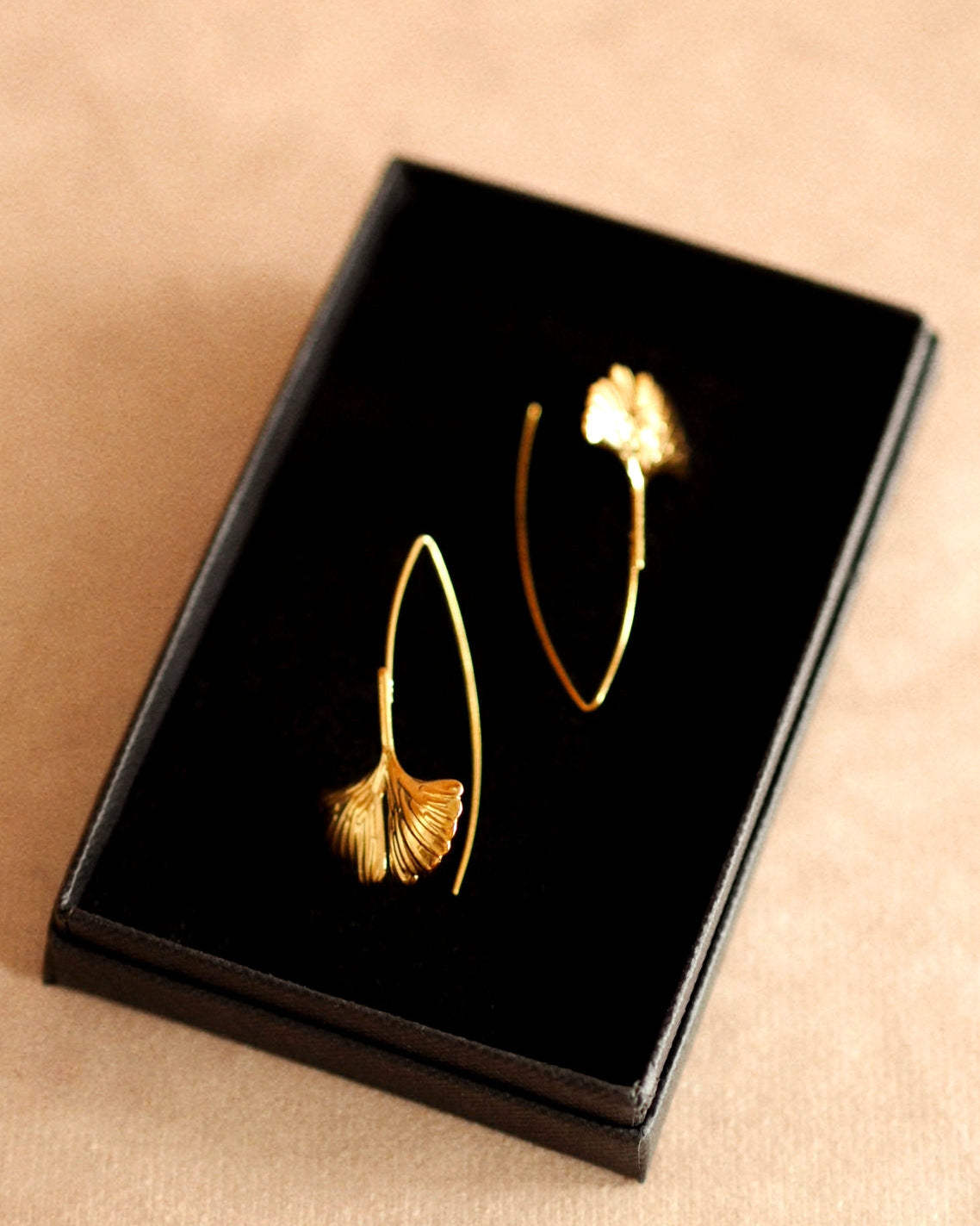Ginkgo Leaf Earrings in Gold
