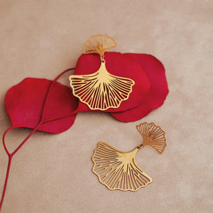 Delicate Ginkgo Leaf Earrings in Gold