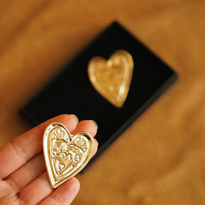 Statement Love Heart Earrings in Gold