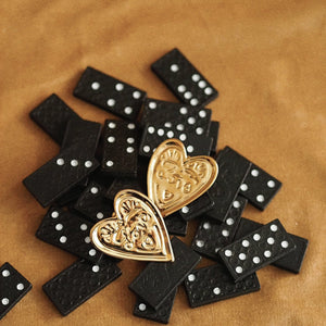 Statement Love Heart Earrings in Gold